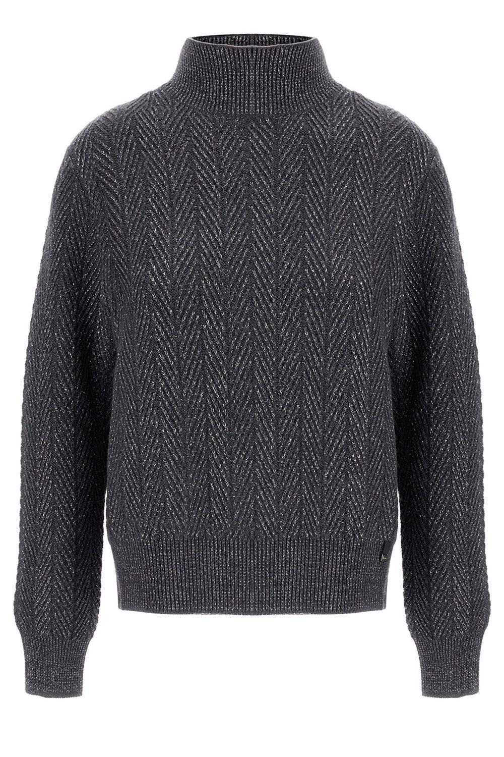 Wool Shiny Herringbone Turtleneck Sweater-FERRO-38-CLOTHINGTOPSWEATER-HERNO