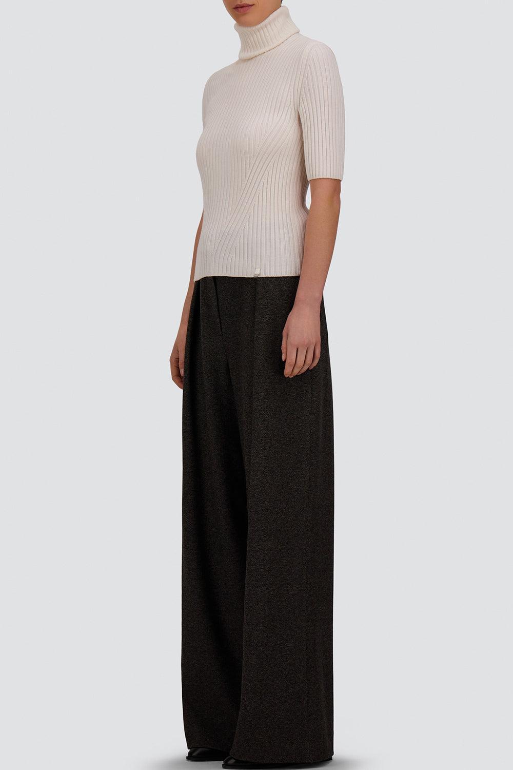 Short Sleeve Ribbed Turtleneck-WHITE-XS-CLOTHINGTOPKNITS-HERNO