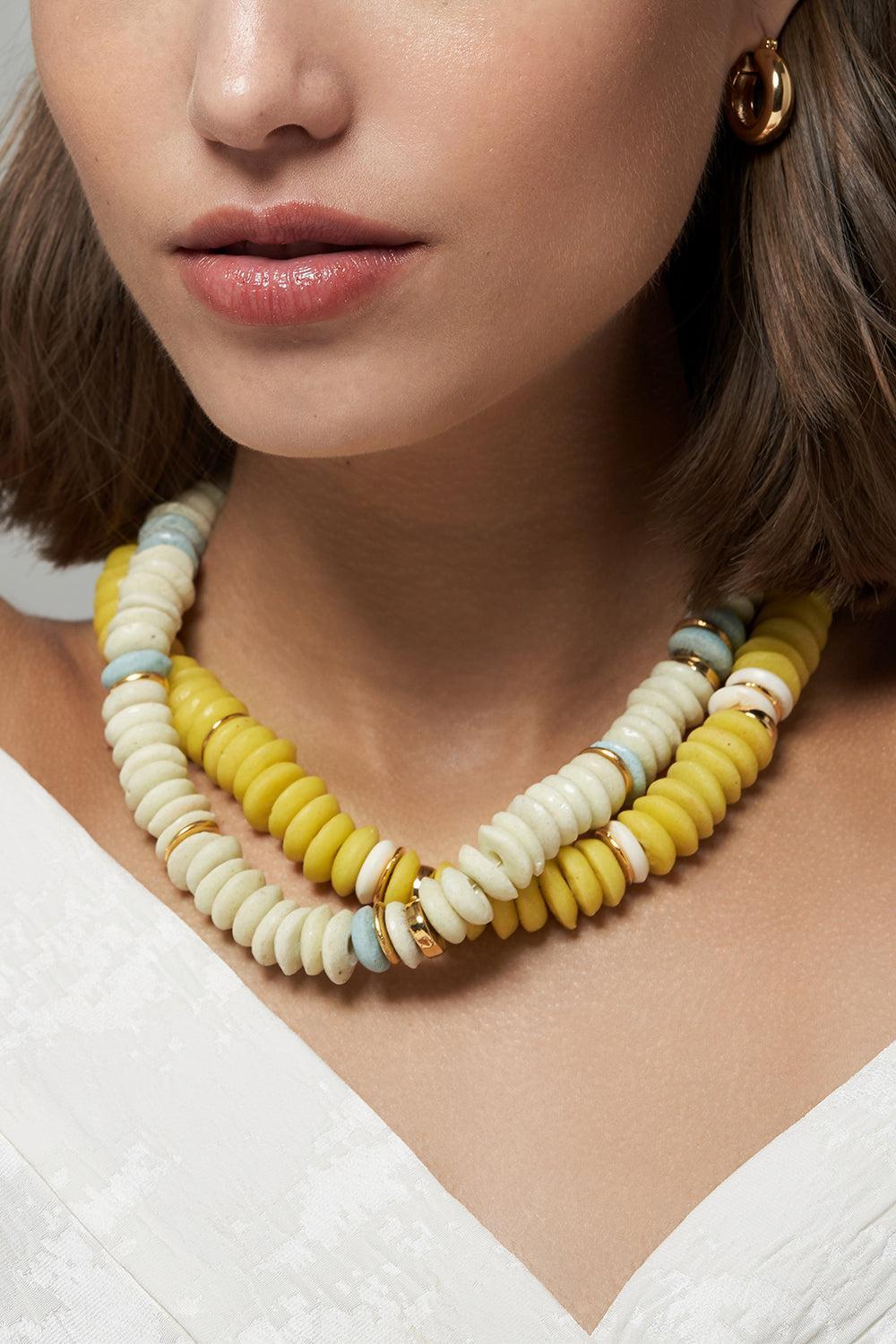 Electric Neon Yellow Laguna Necklace-YELLOW-JEWELRYBOUTIQUENECKLACE O-LIZZIE FORTUNATO