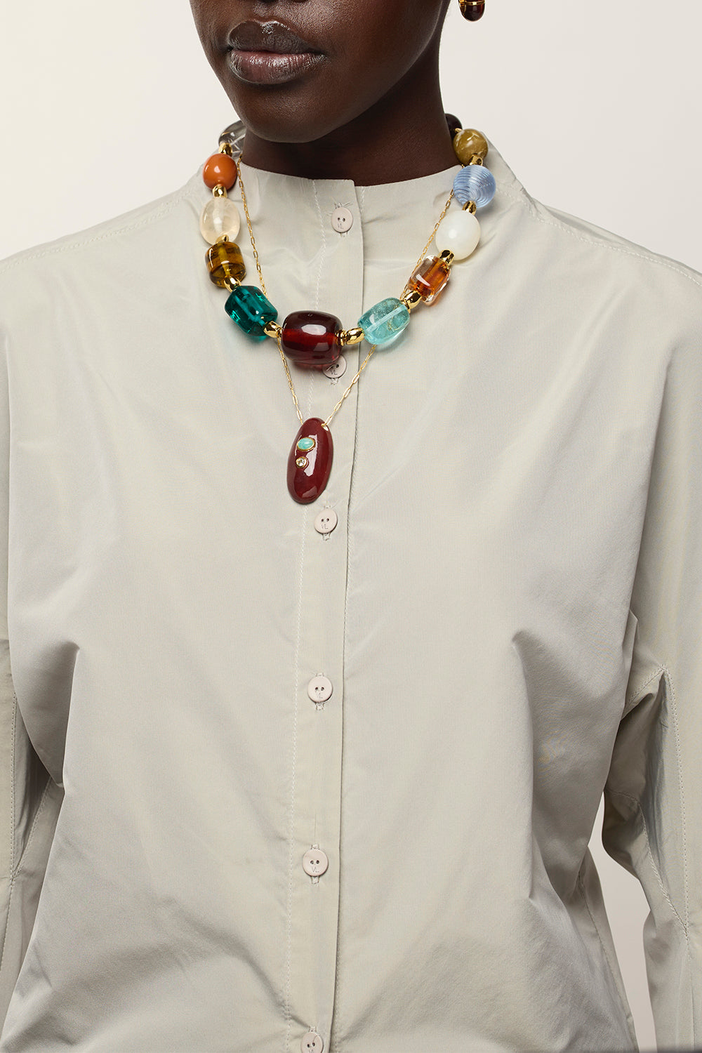 Acrobat Tiger Eye Crysal Beaded Collar Necklace