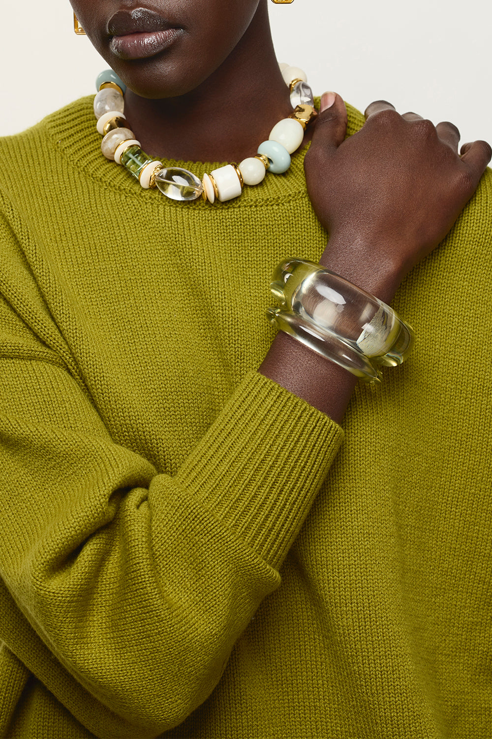 Monument Acrylic Resin Beaded Collar Necklace