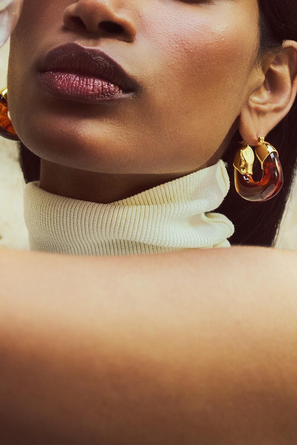 Tortoise Organic Hoop Earrings-BROWN-JEWELRYBOUTIQUEEARRING-LIZZIE FORTUNATO