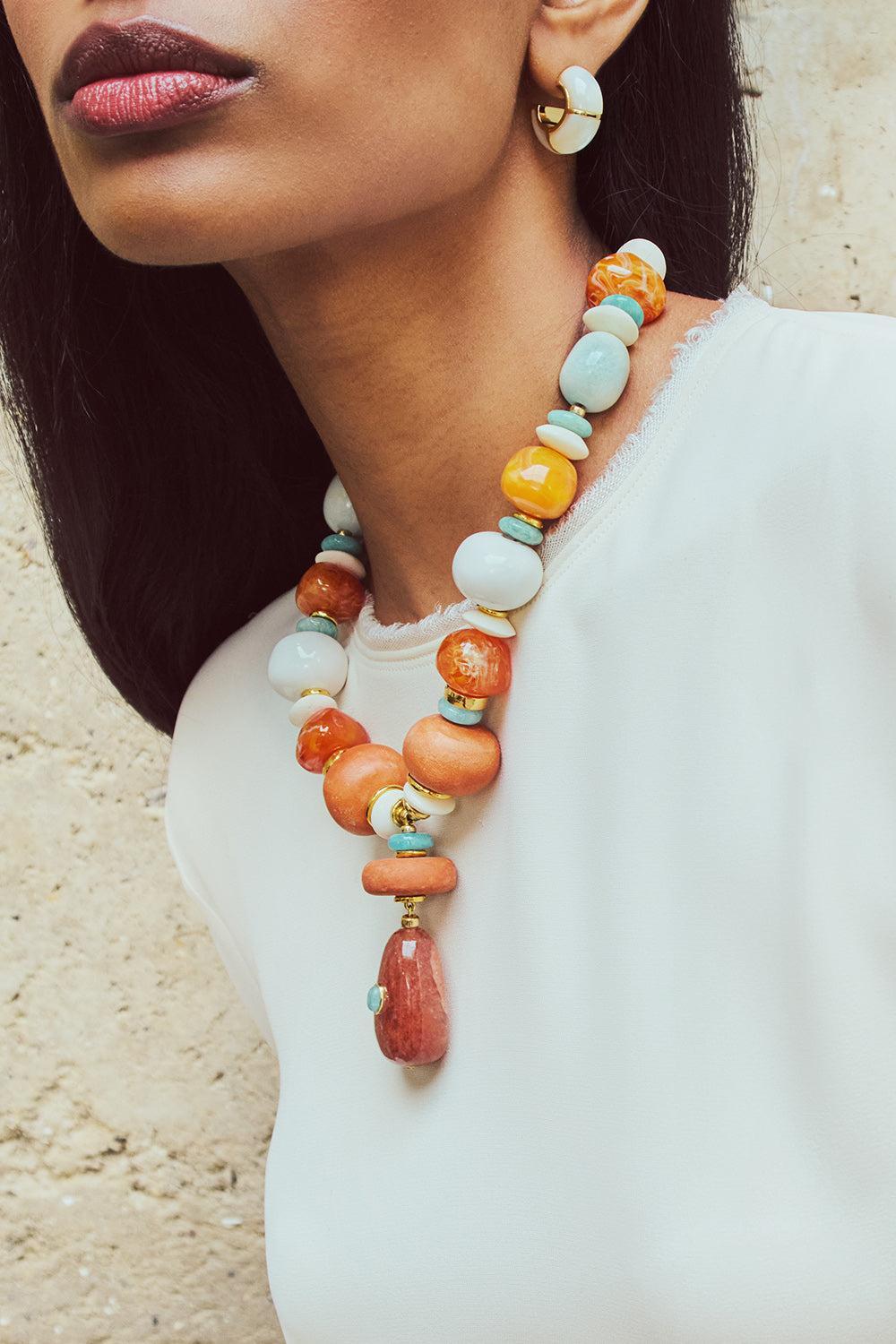 Mandarin Andamento Necklace-BROWN-JEWELRYBOUTIQUENECKLACE O-LIZZIE FORTUNATO