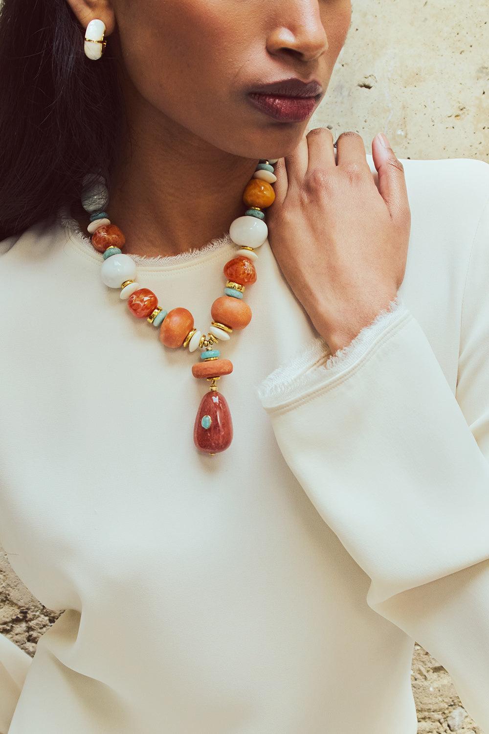 Mandarin Andamento Necklace-BROWN-JEWELRYBOUTIQUENECKLACE O-LIZZIE FORTUNATO