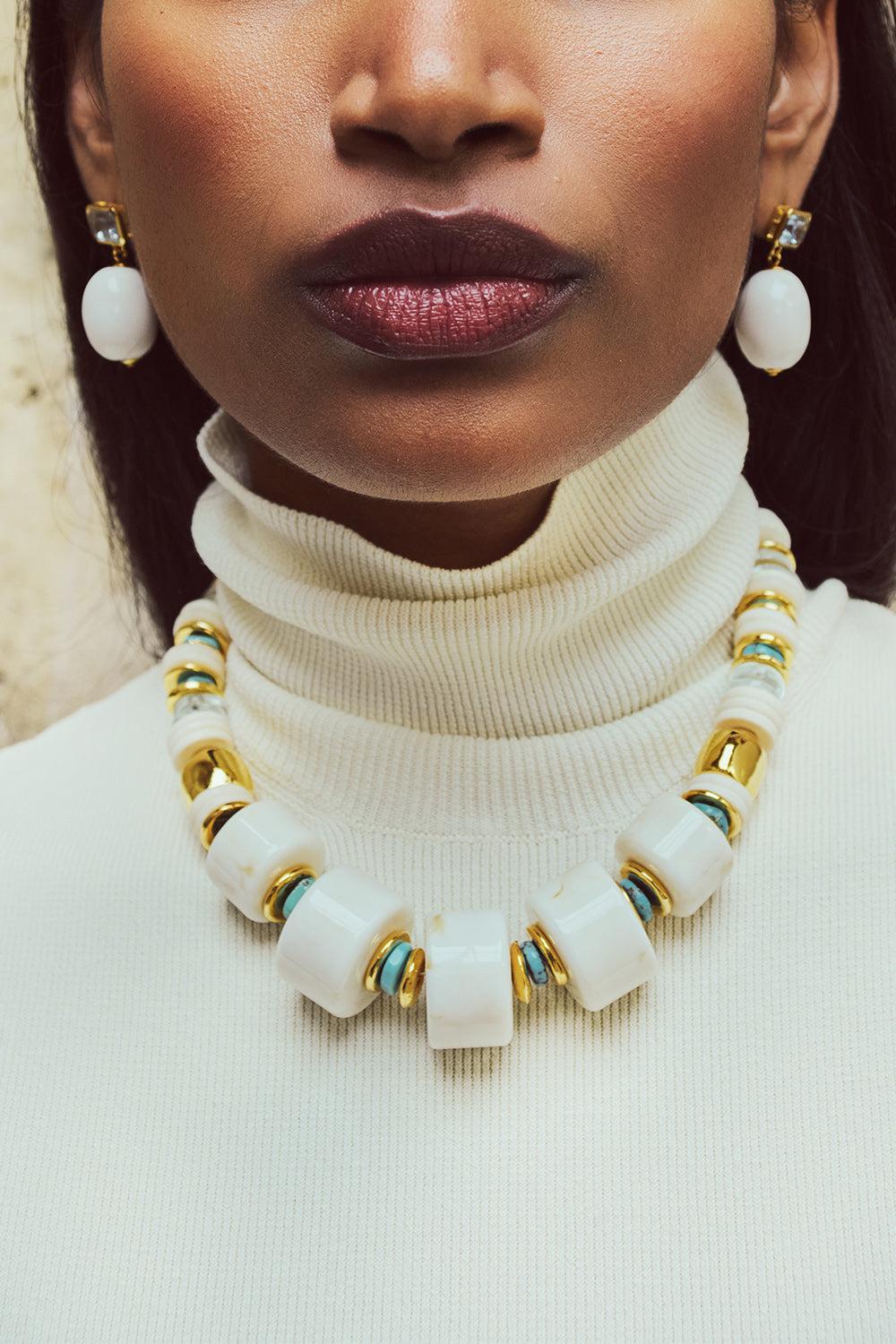 Blanco Granada Necklace-WHITE-JEWELRYBOUTIQUENECKLACE O-LIZZIE FORTUNATO
