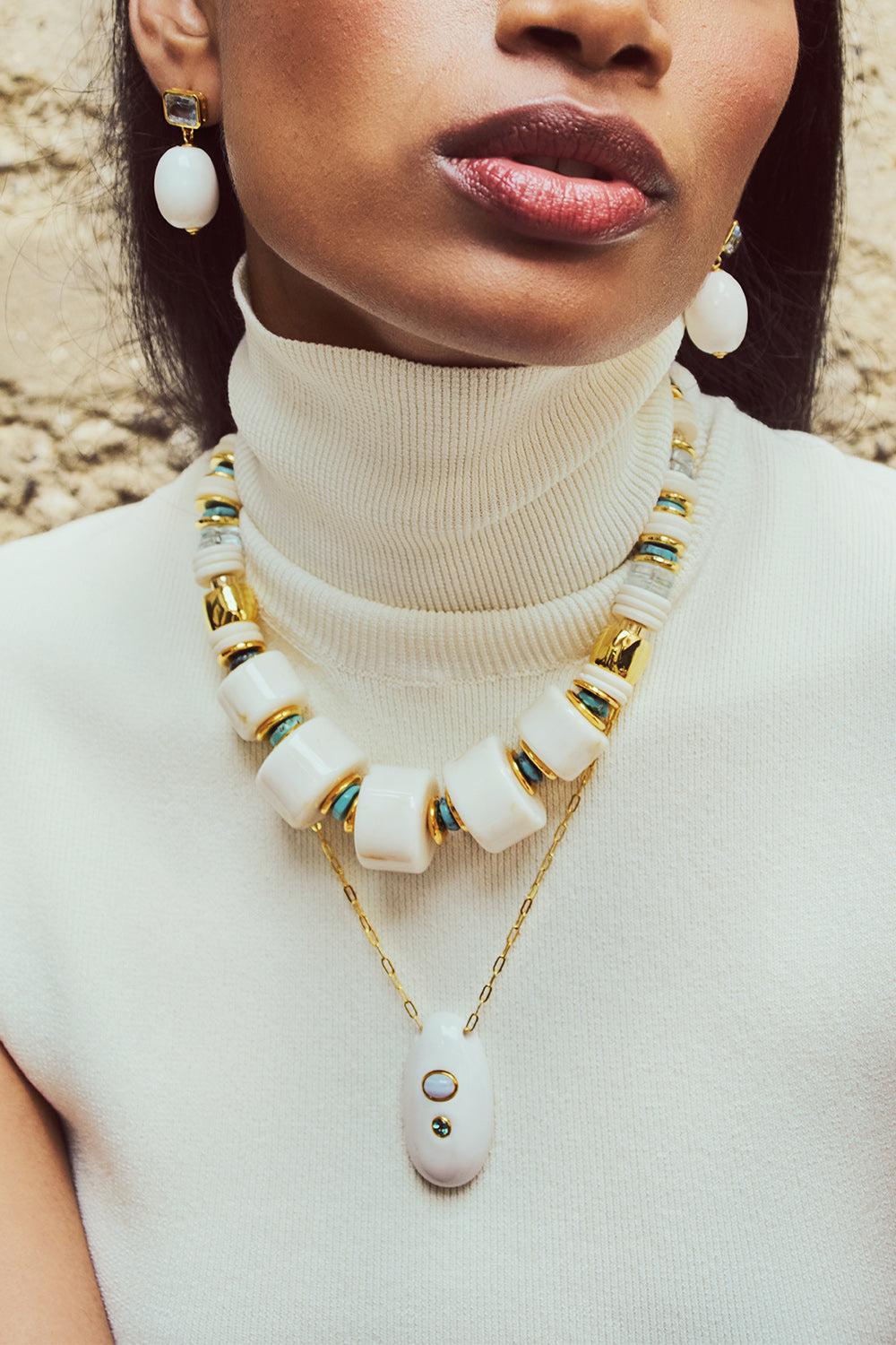 Blanco Granada Necklace-WHITE-JEWELRYBOUTIQUENECKLACE O-LIZZIE FORTUNATO