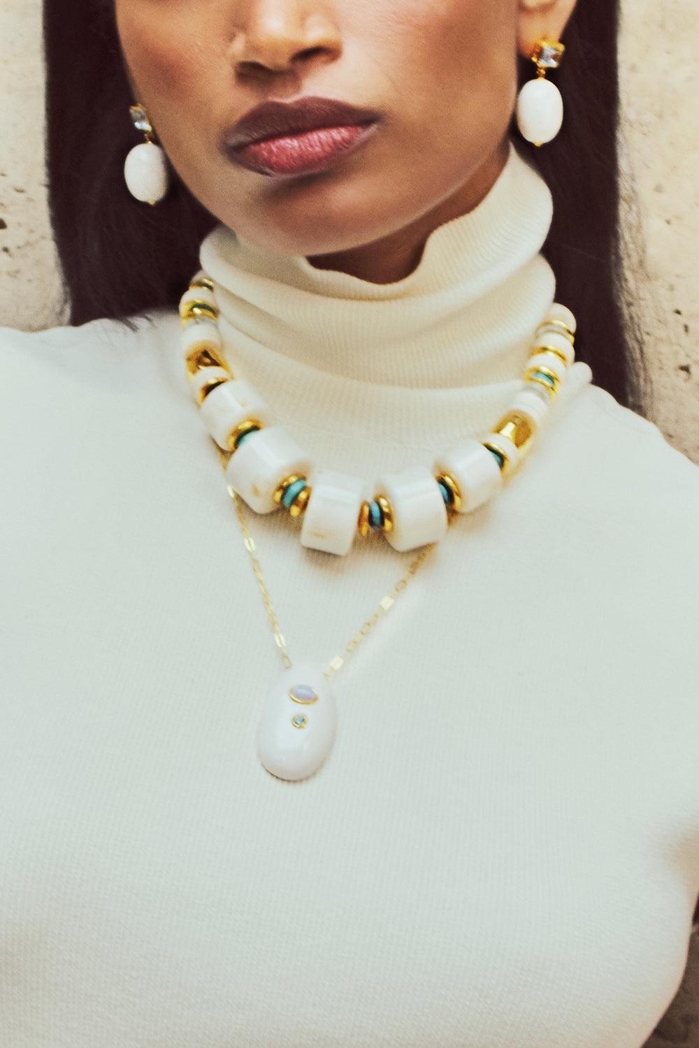 Blanco Granada Necklace-WHITE-JEWELRYBOUTIQUENECKLACE O-LIZZIE FORTUNATO
