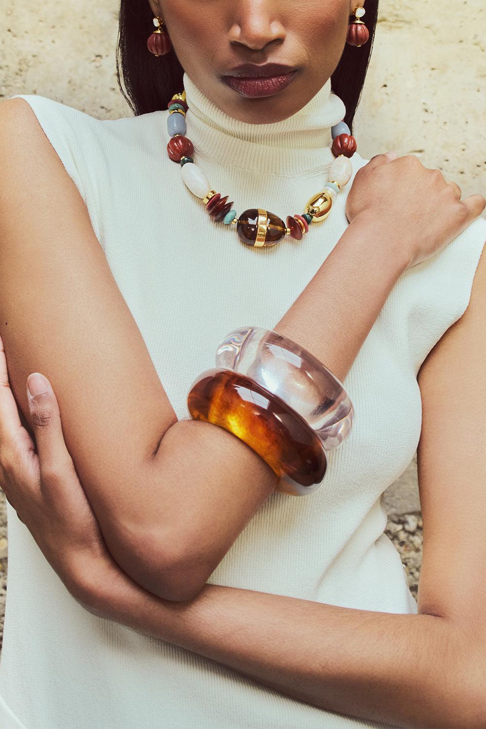 Tortoise Arc Cuff Bracelet-BROWN-JEWELRYBOUTIQUEBRACELET O-LIZZIE FORTUNATO
