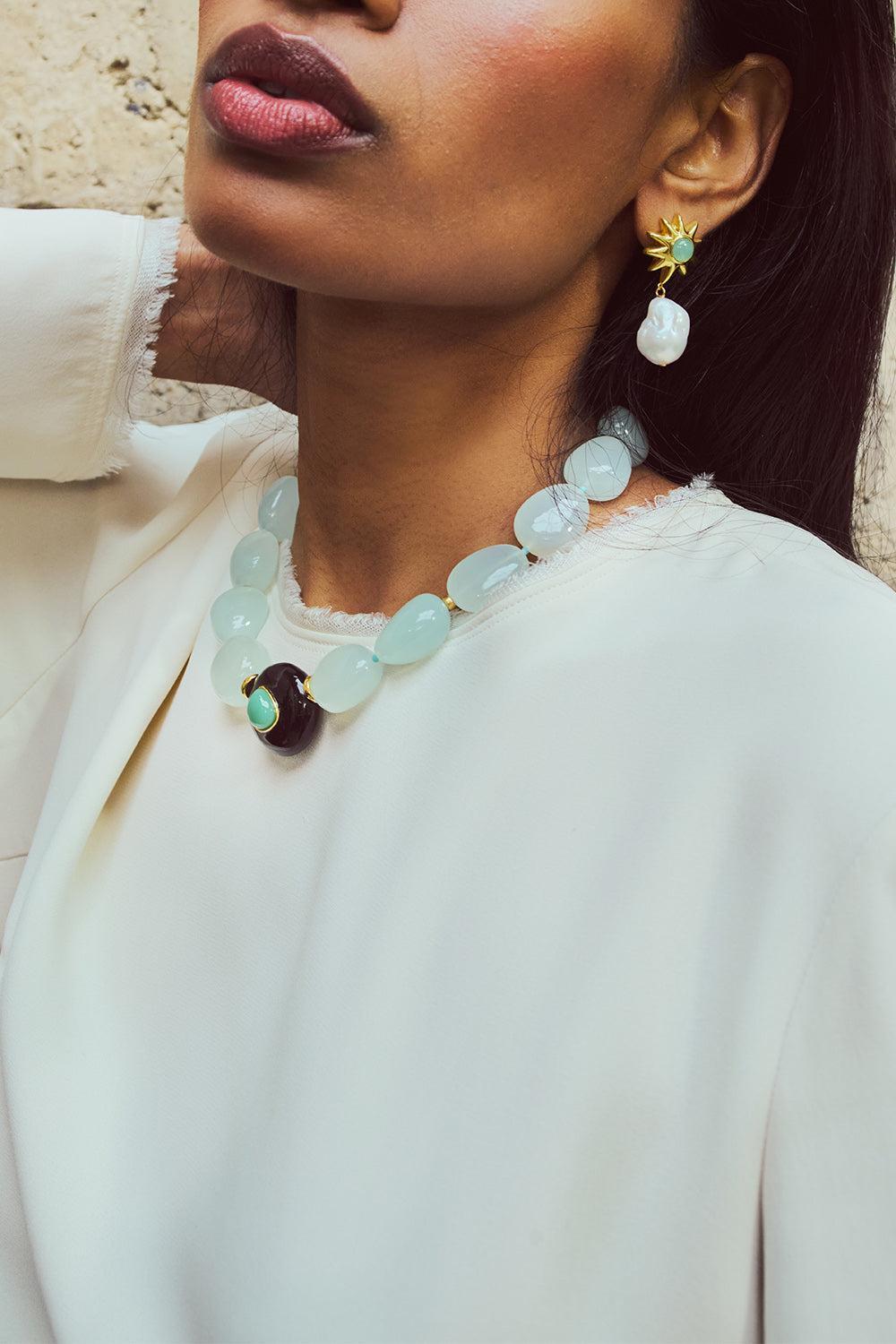 Sea Foam Andalusia Collar Necklace-GREEN-JEWELRYBOUTIQUENECKLACE O-LIZZIE FORTUNATO