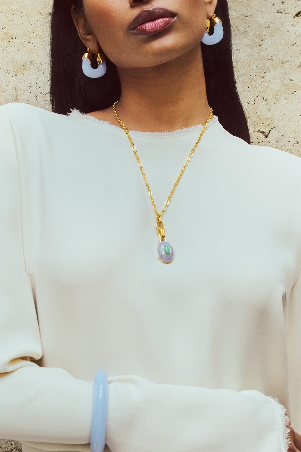 Yucca Pendant Necklace-BLUE-JEWELRYBOUTIQUENECKLACE O-LIZZIE FORTUNATO