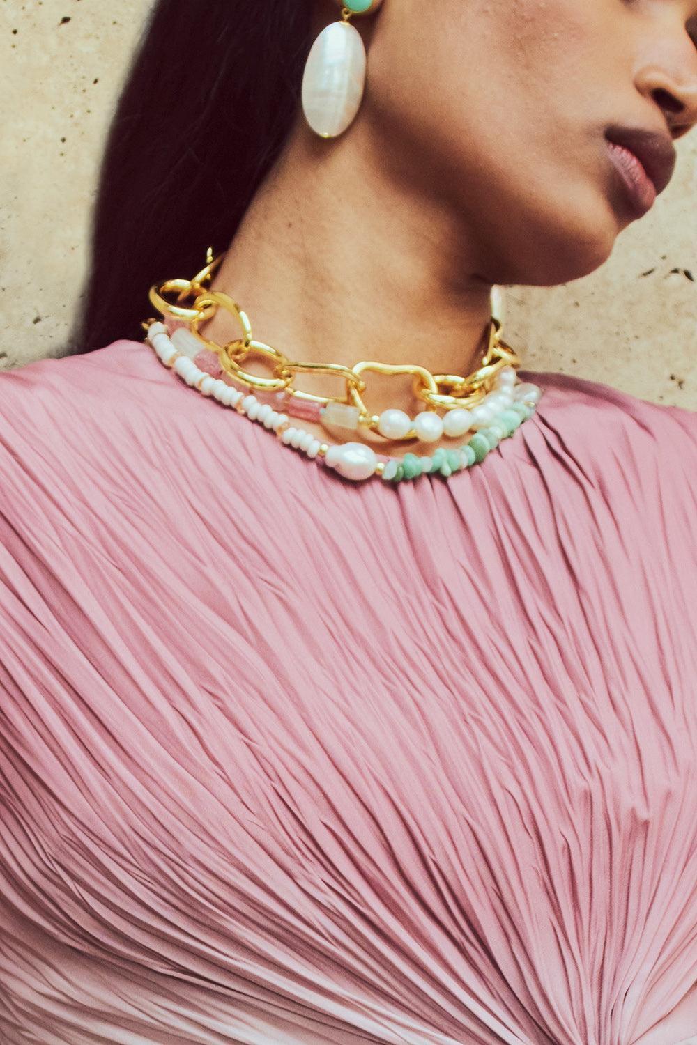 Cactus Rose Cabana Necklace-PINK-JEWELRYBOUTIQUENECKLACE O-LIZZIE FORTUNATO