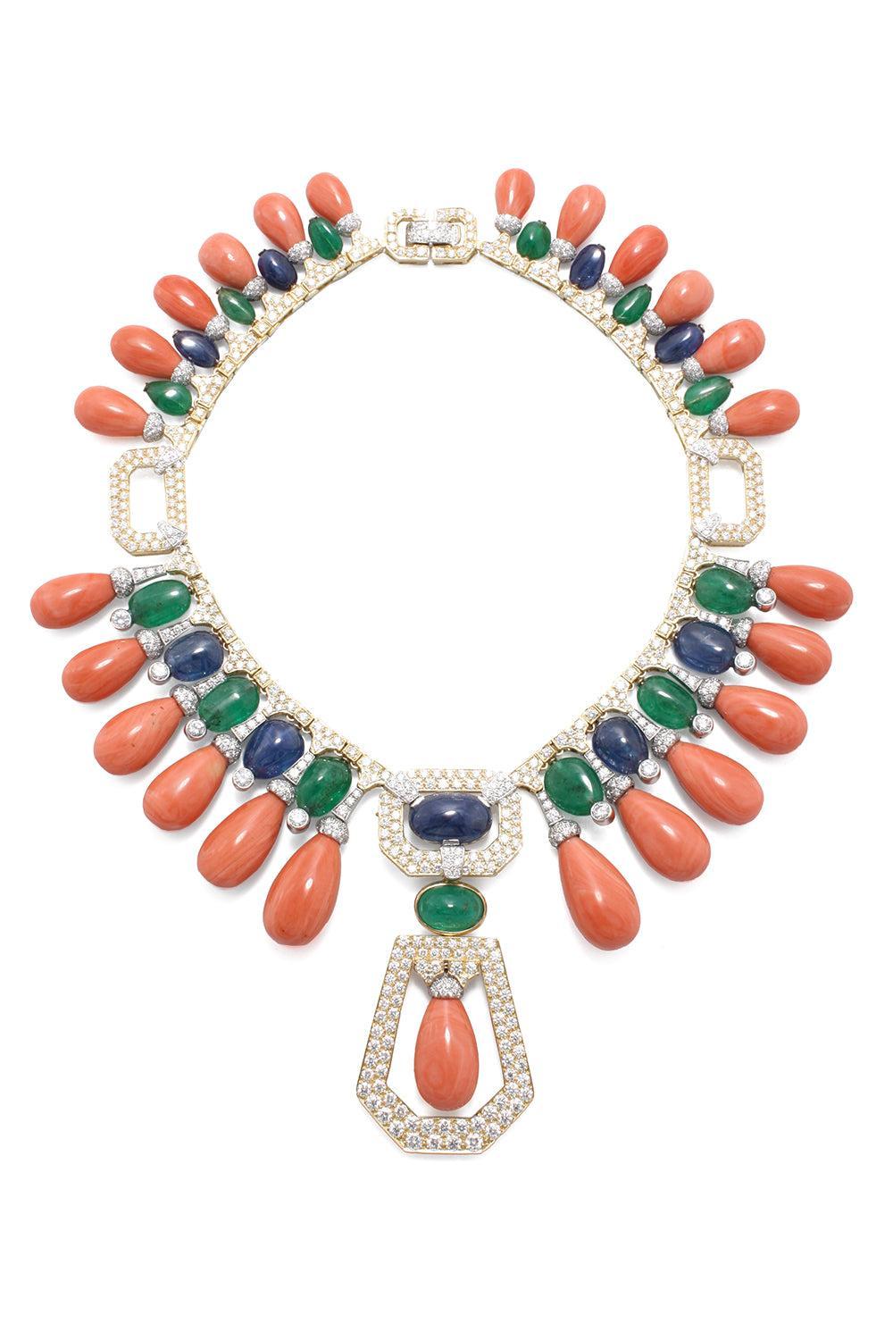Coral Sapphire Maharaja Couture Necklace-YELLOW GOLD-JEWELRYFINE JEWELNECKLACE O-DAVID WEBB