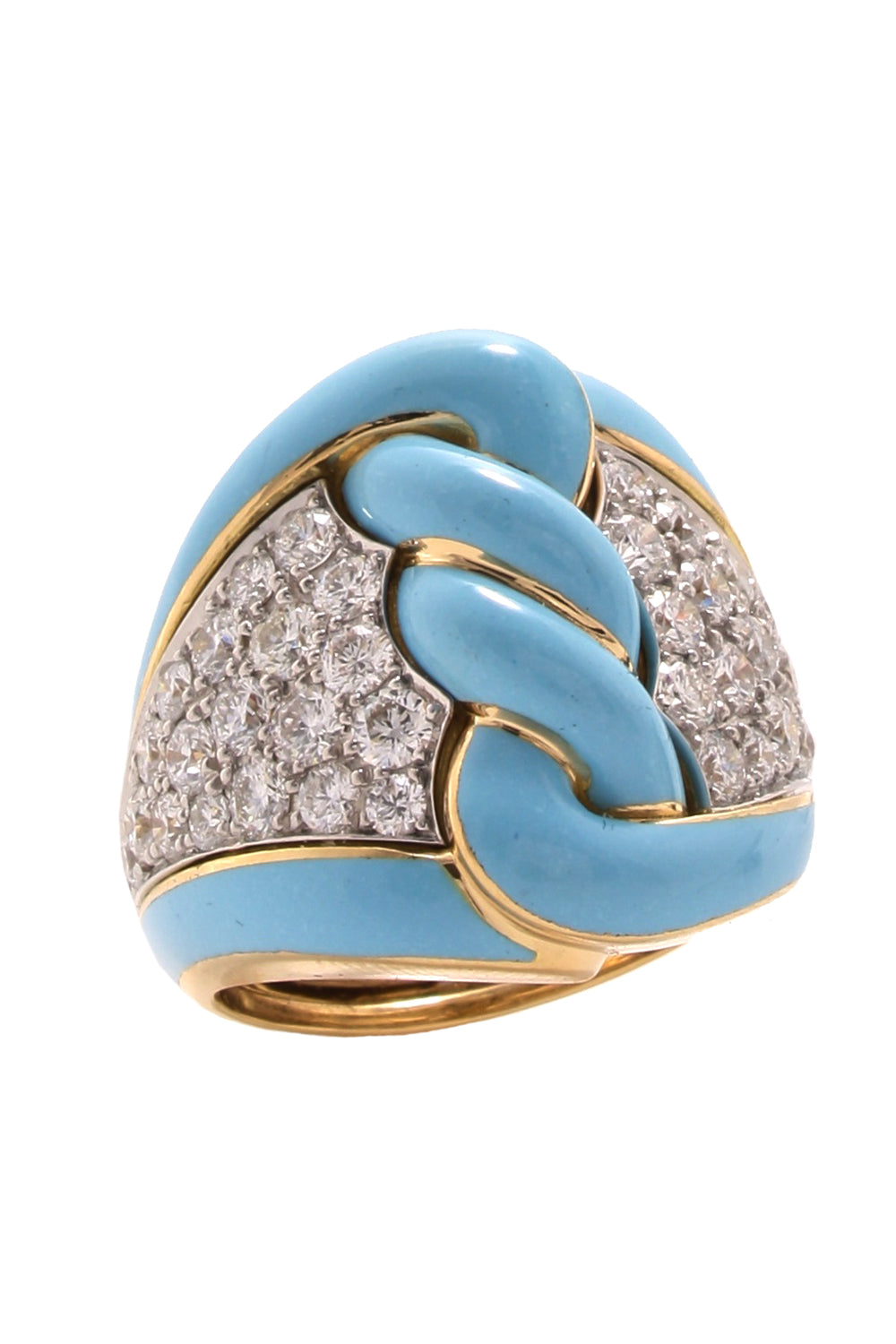 Diamond Light Blue Rope Ring