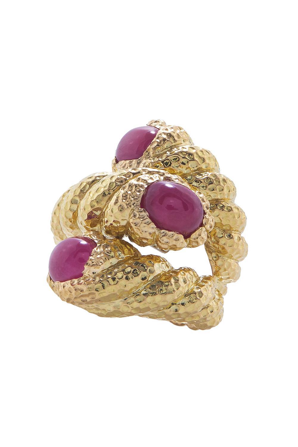 Ruby Hammered Tripple Rope Ring-YELLOW GOLD-6-JEWELRYFINE JEWELRING-DAVID WEBB