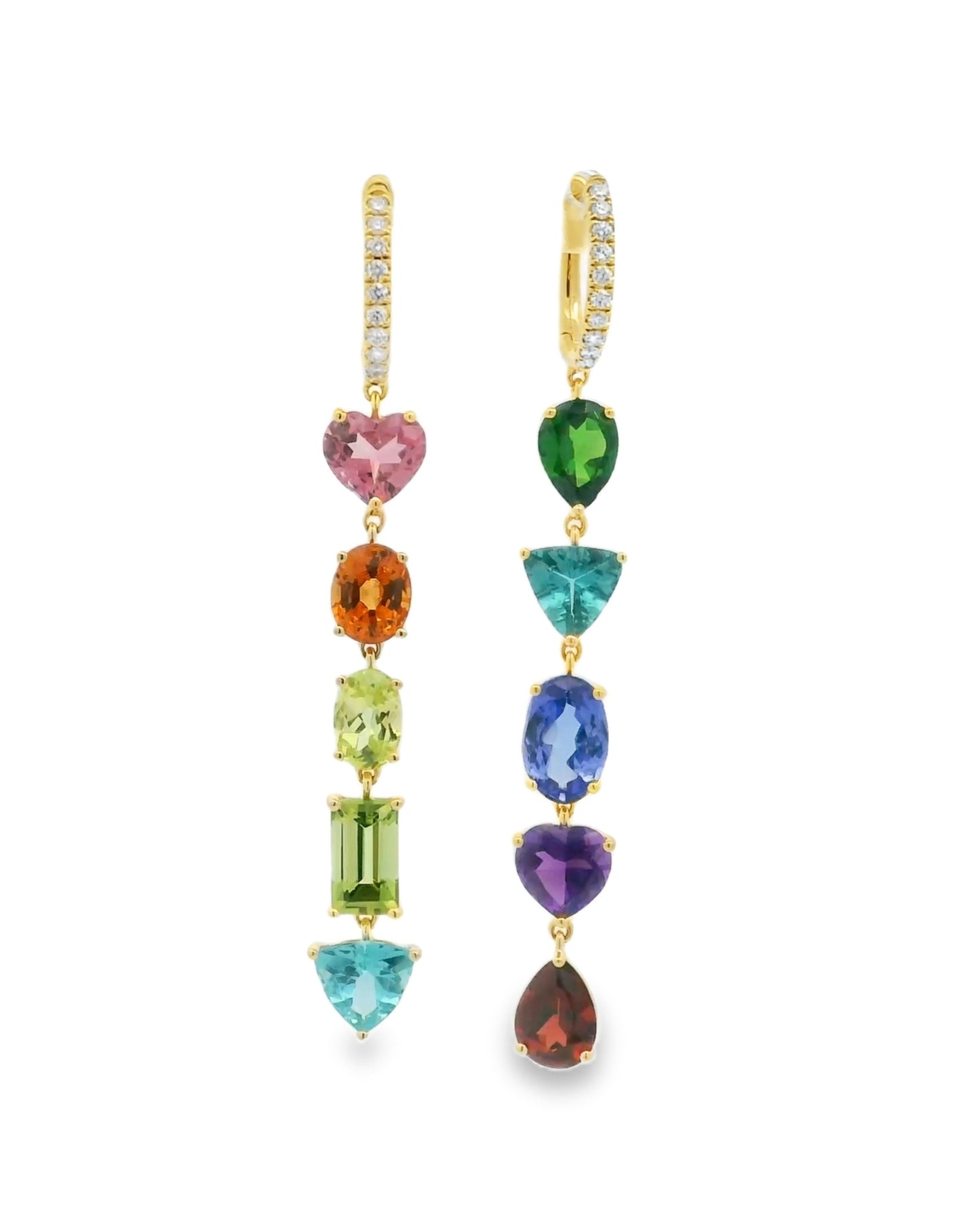 Multi Gemstone Diamond Drop Earrings