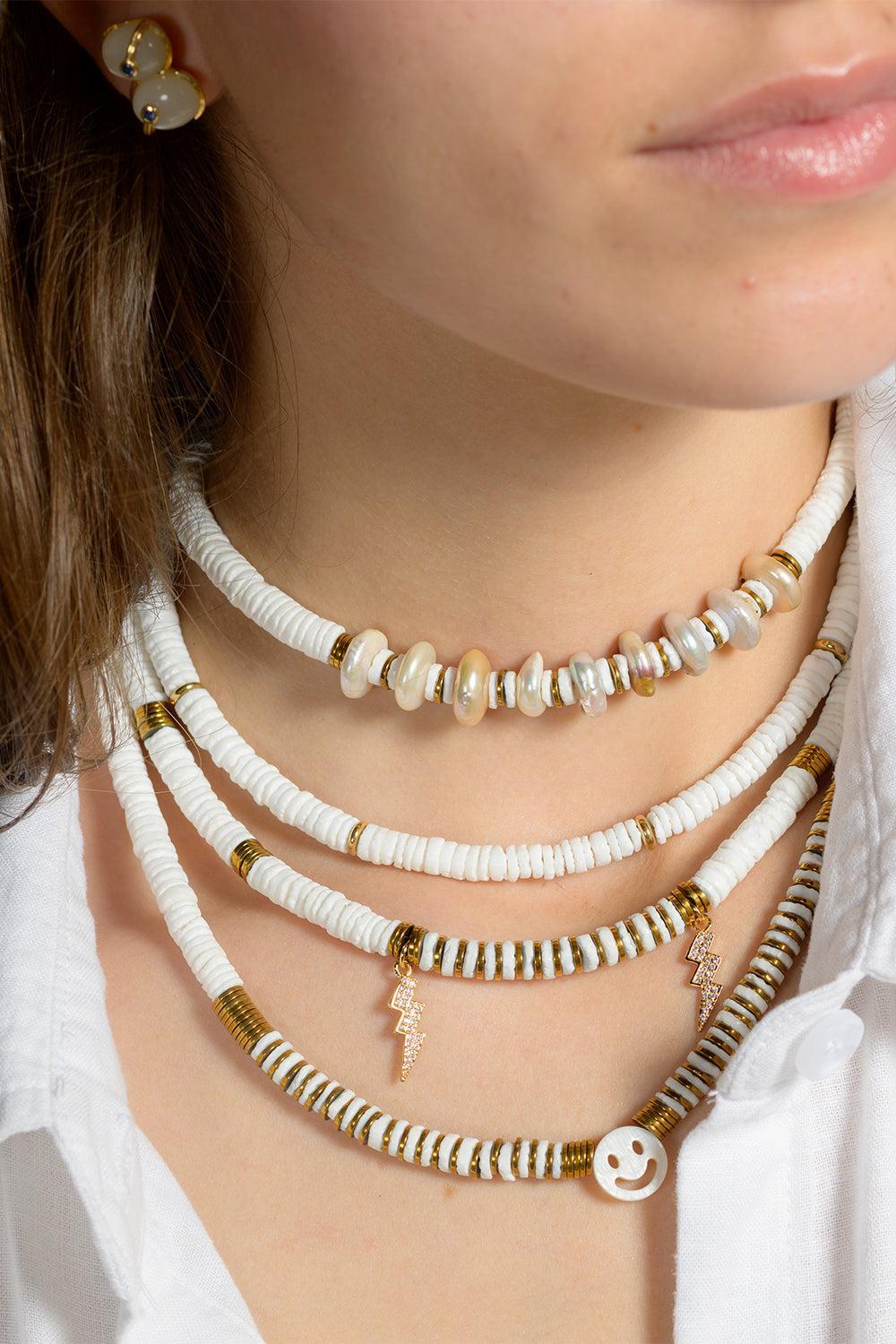 White Sea Shell Pearl Necklace-WHITE-JEWELRYFINE JEWELBRACELET O-HIJAS DE PUKA