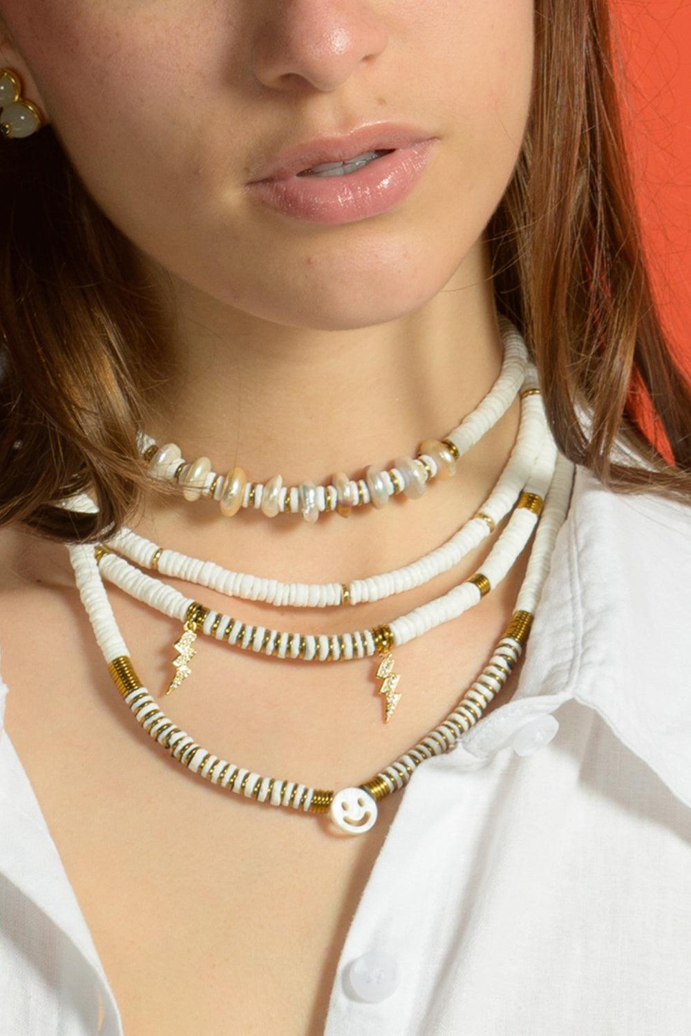 White Sea Shell Pearl Necklace-WHITE-JEWELRYFINE JEWELBRACELET O-HIJAS DE PUKA