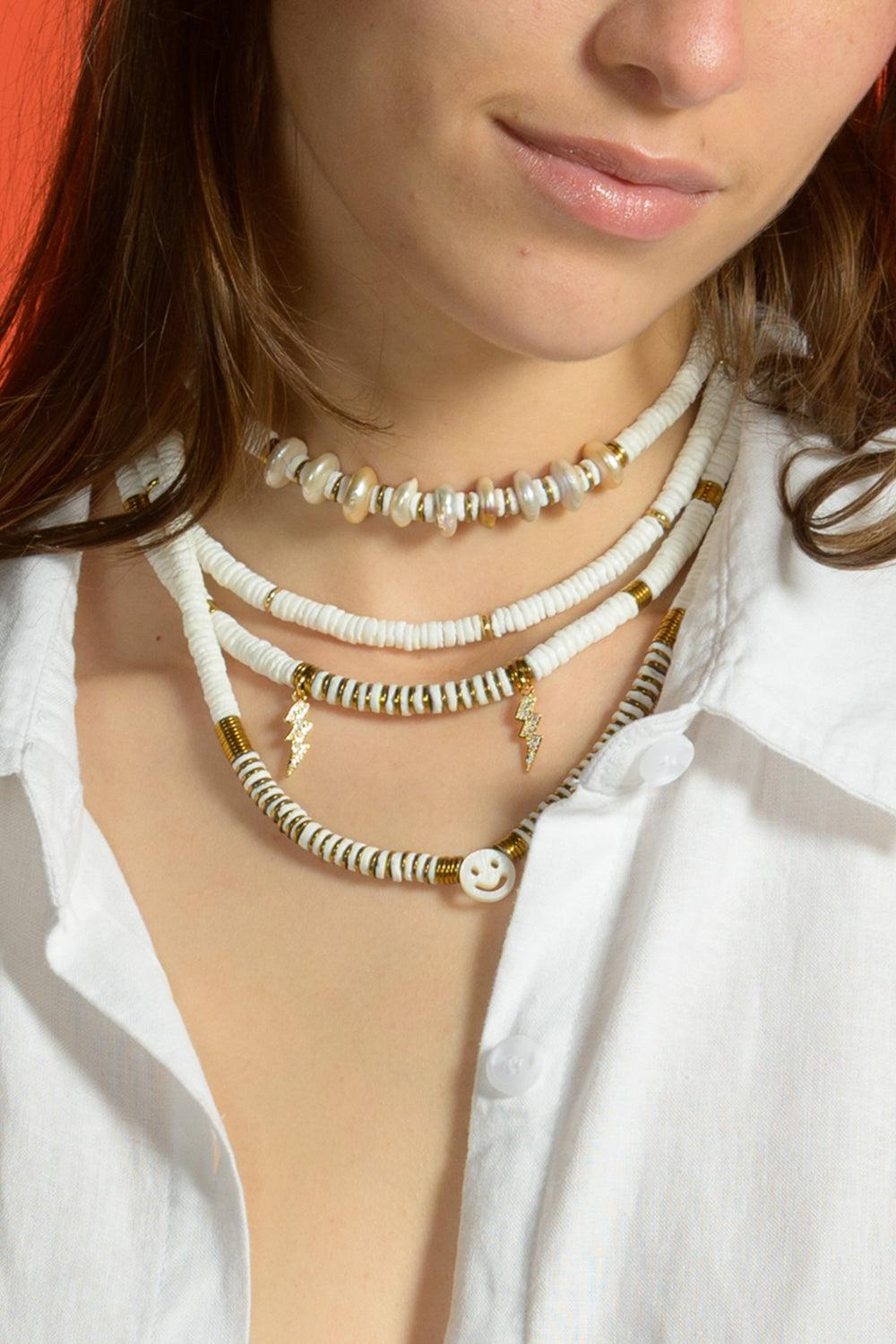 White Sea Shell Pearl Necklace-WHITE-JEWELRYFINE JEWELBRACELET O-HIJAS DE PUKA
