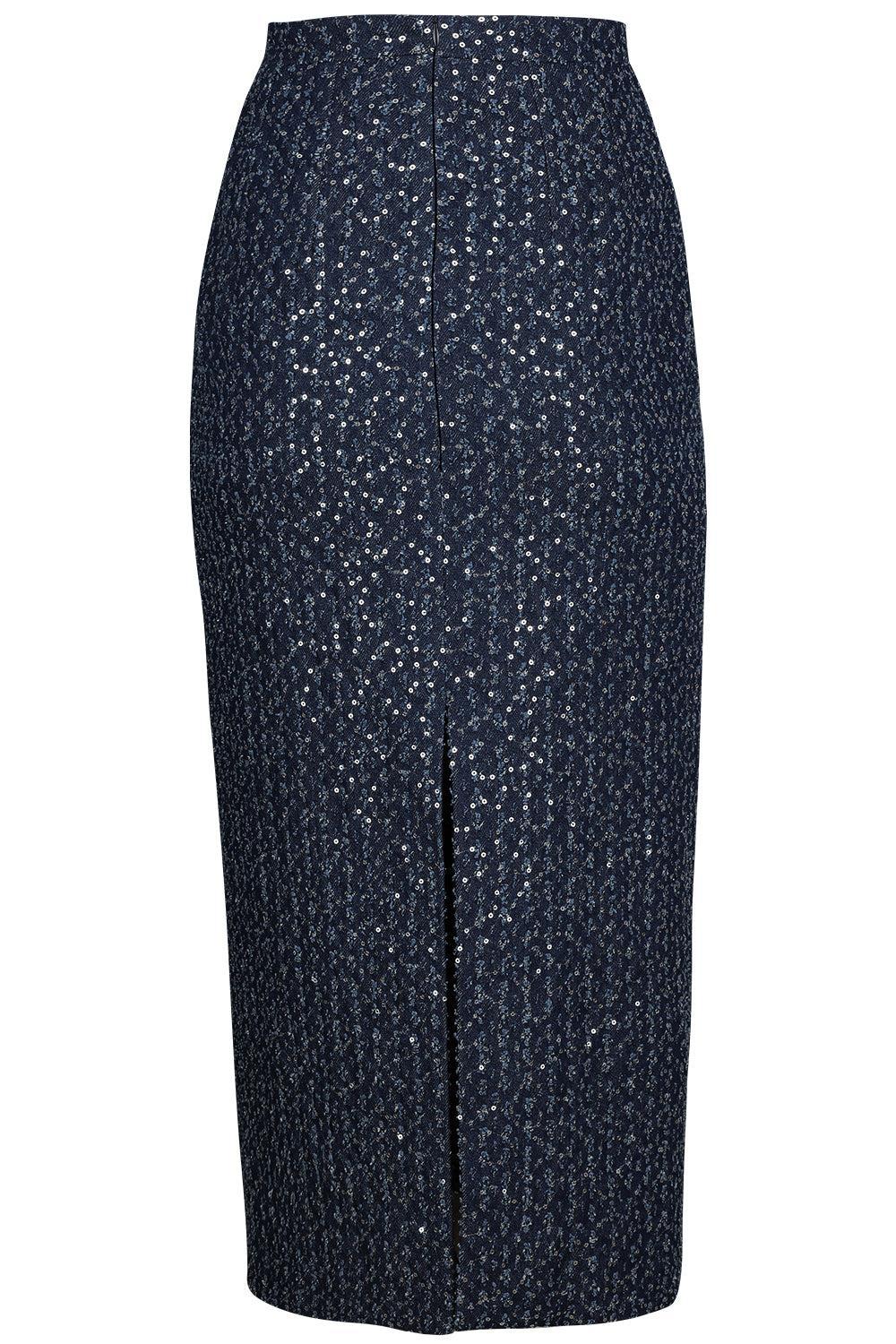 Embellished Pencil Skirt-INDIGSIL-2-CLOTHINGSKIRTKNEE LENGT-MICHAEL KORS COLLECTION
