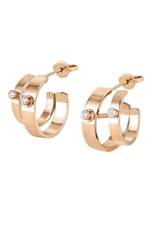 Monday Morning Mood Double Hoop Earrings - Rose Gold-ROSE GOLD-JEWELRYFINE JEWELEARRING-NOUVEL HERITAGE