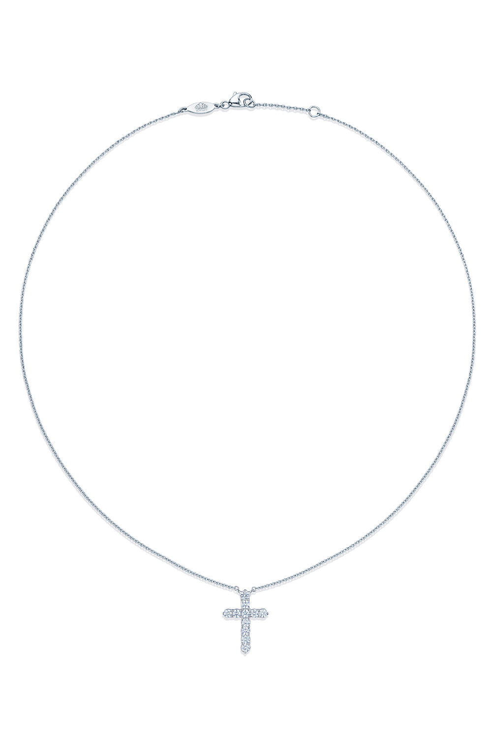 Diamond Cross Pendant Necklace - 1.3ctw - White Gold