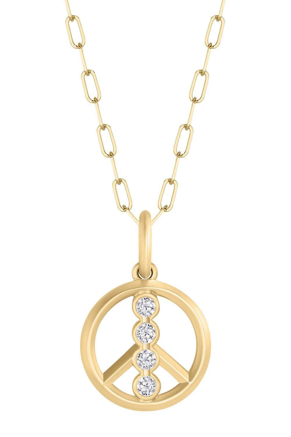 Small Matte Peace Sign Necklace-YELLOW GOLD-JEWELRYFINE JEWELNECKLACE O-PHILLIPS HOUSE