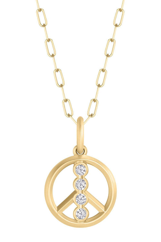 Small Matte Peace Sign Necklace-YELLOW GOLD-JEWELRYFINE JEWELNECKLACE O-PHILLIPS HOUSE