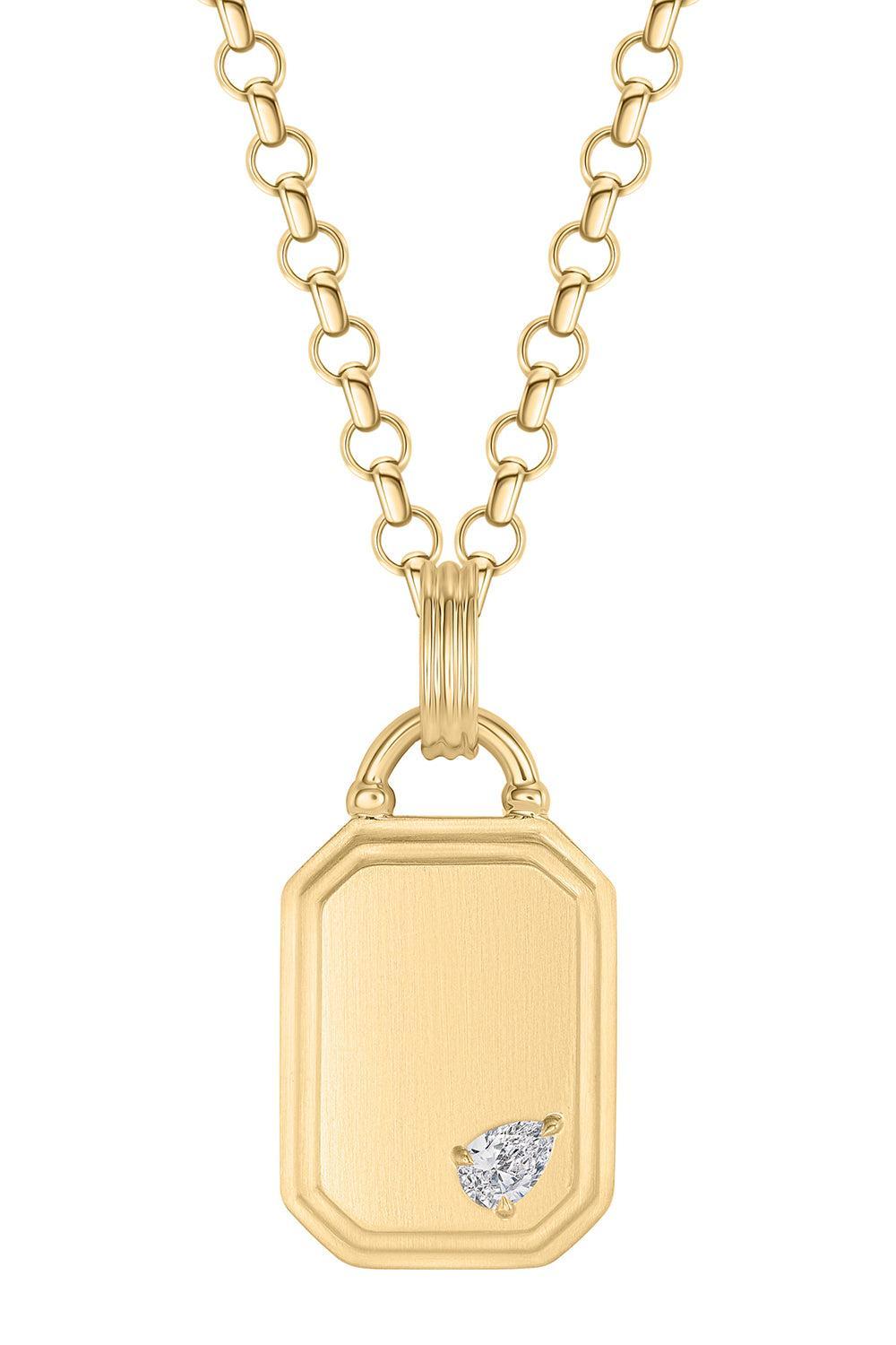 Diamond Pear Dog Tag Pendant Necklace-YELLOW GOLD-JEWELRYFINE JEWELNECKLACE O-PHILLIPS HOUSE