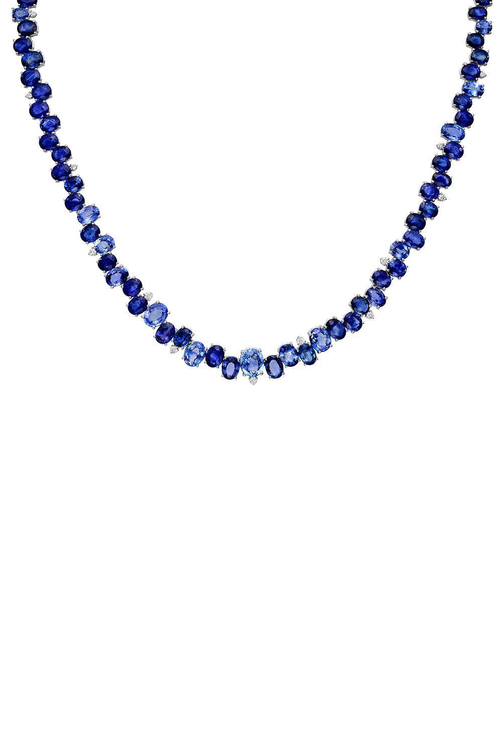 Blue Sapphire Zig Zag Necklace-WHITE GOLD-17-JEWELRYFINE JEWELNECKLACE O-RUCHI NEW YORK