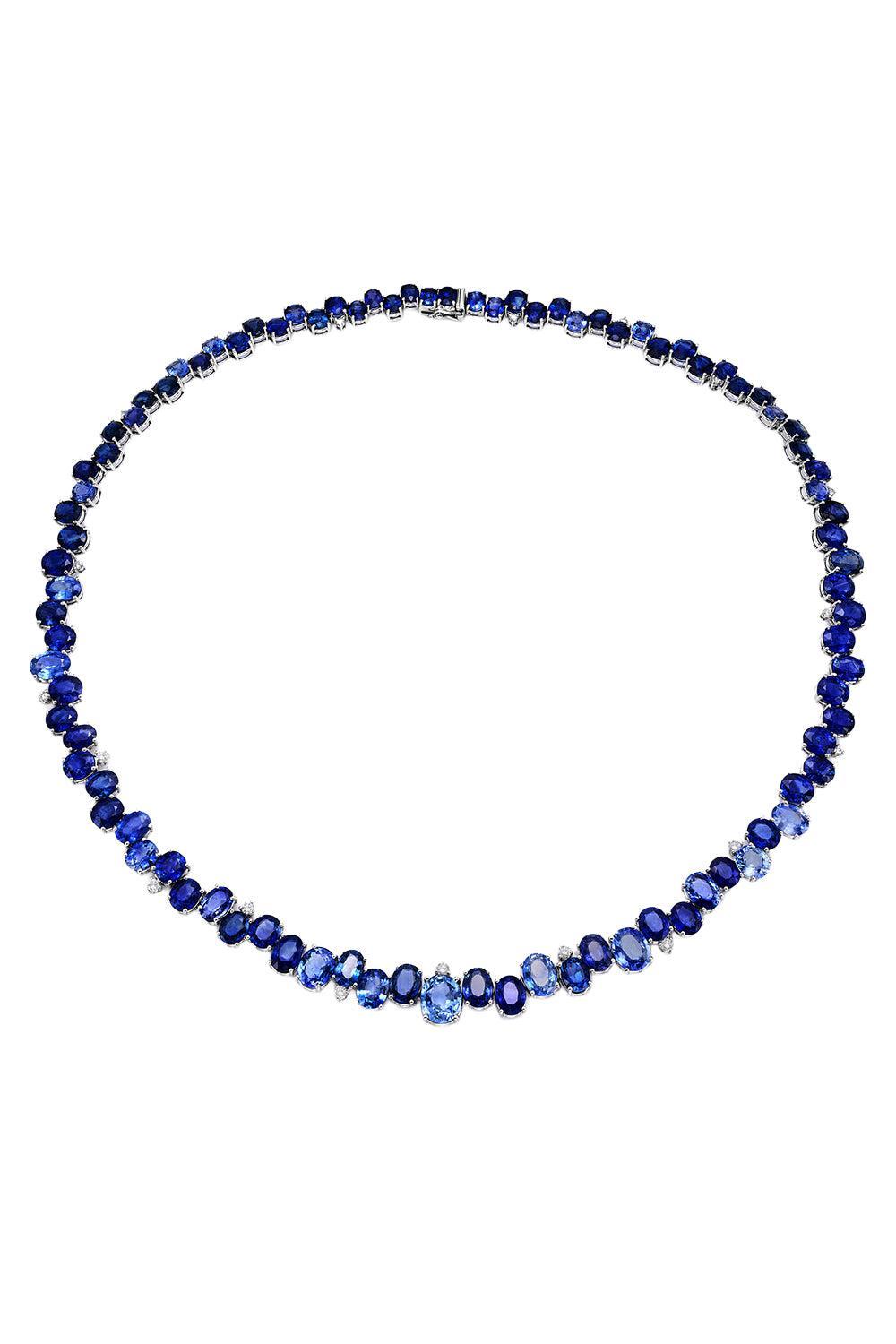 Blue Sapphire Zig Zag Necklace-WHITE GOLD-17-JEWELRYFINE JEWELNECKLACE O-RUCHI NEW YORK