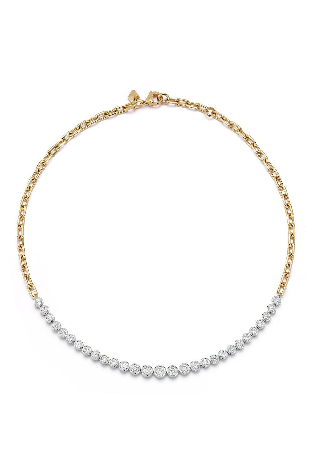Diamond Bezel WF Classic Tennis Necklace-YELLOW GOLD-16-JEWELRYFINE JEWELNECKLACE O-WALTERS FAITH