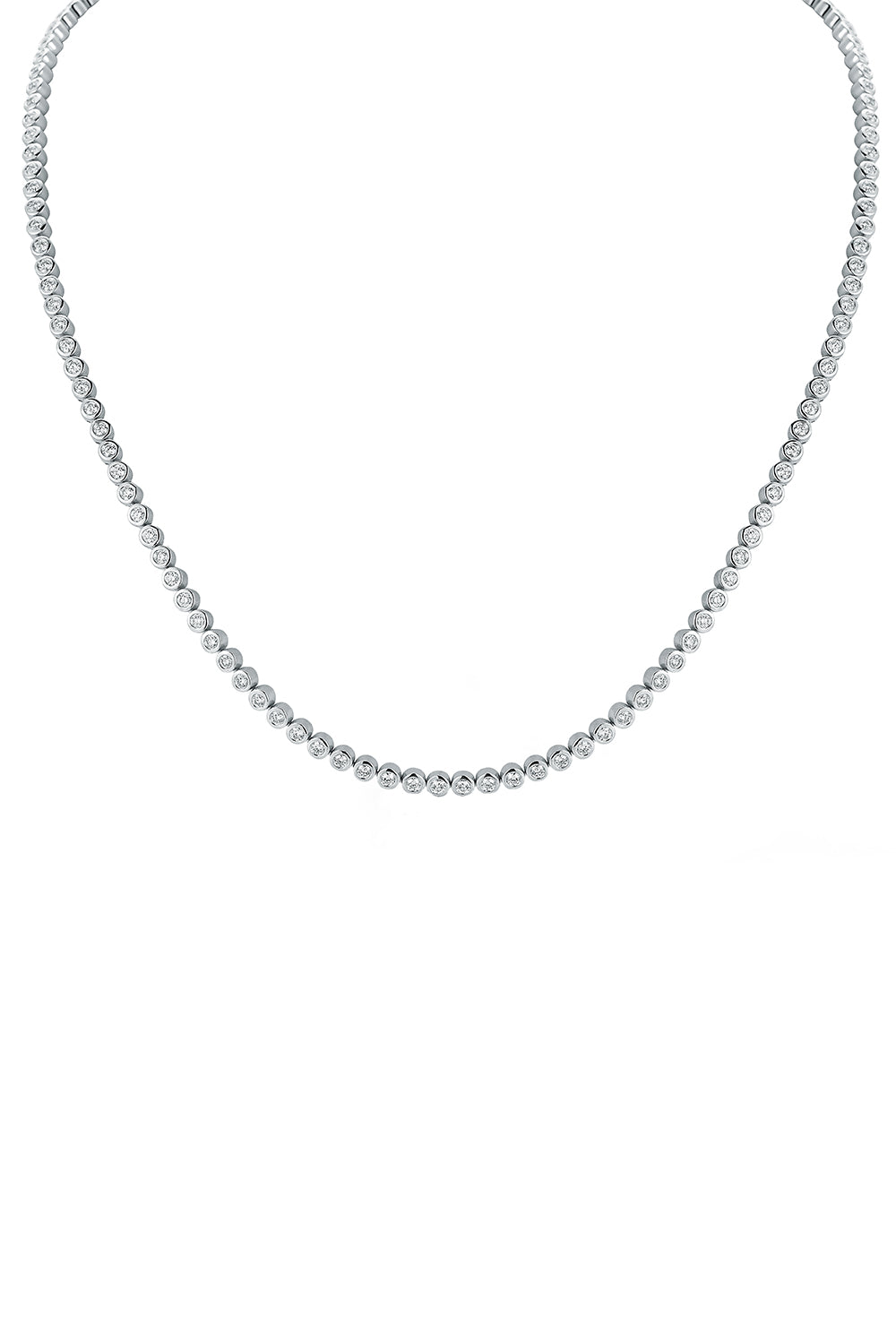 Diamond Bezel WF Classic Tennis Necklace - White Gold-WHITE GOLD-16/15-JEWELRYFINE JEWELNECKLACE O-WALTERS FAITH