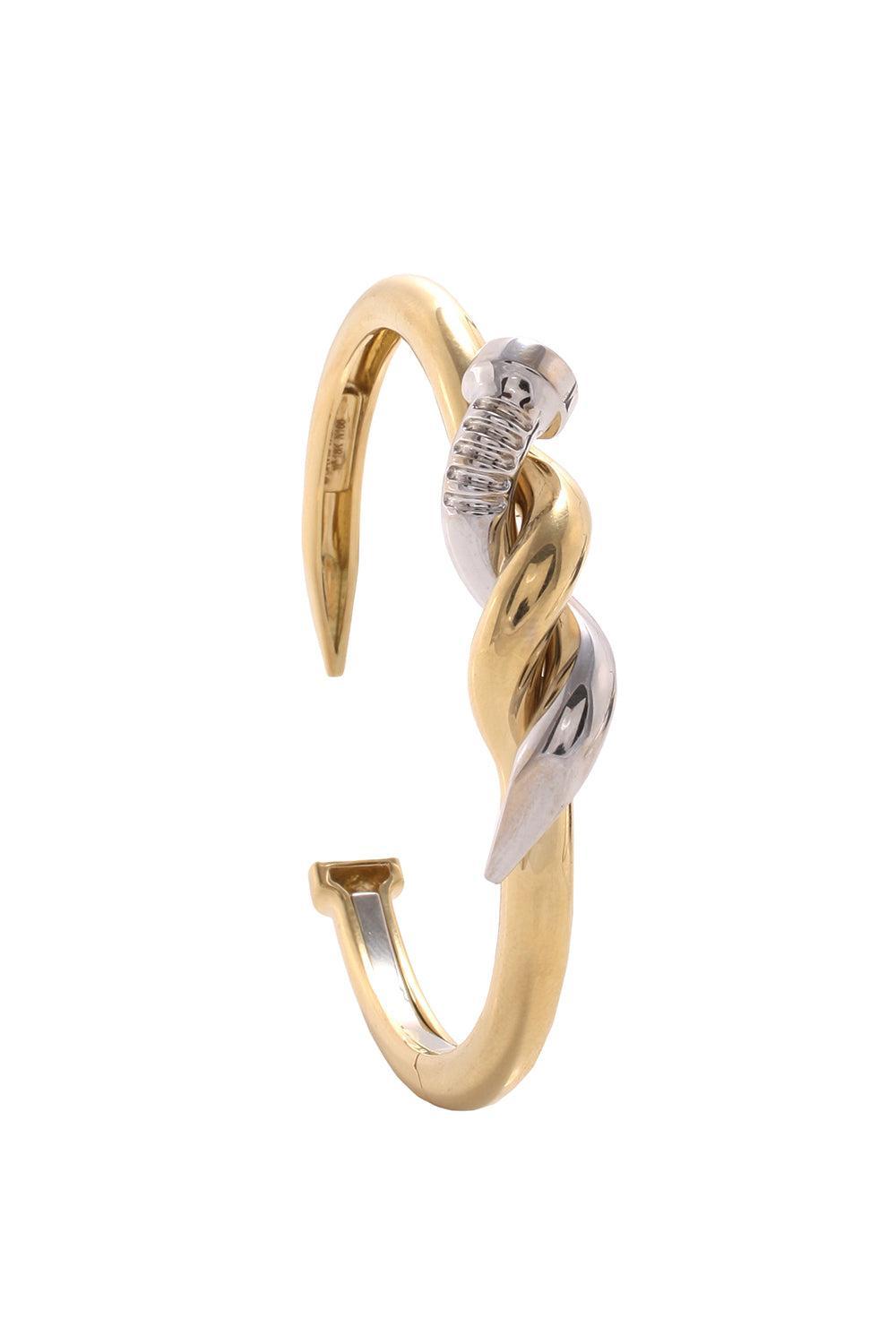 Two Tone Twisted Nail Cuff Bracelet-YELLOW GOLD-JEWELRYFINE JEWELBRACELET O-DAVID WEBB
