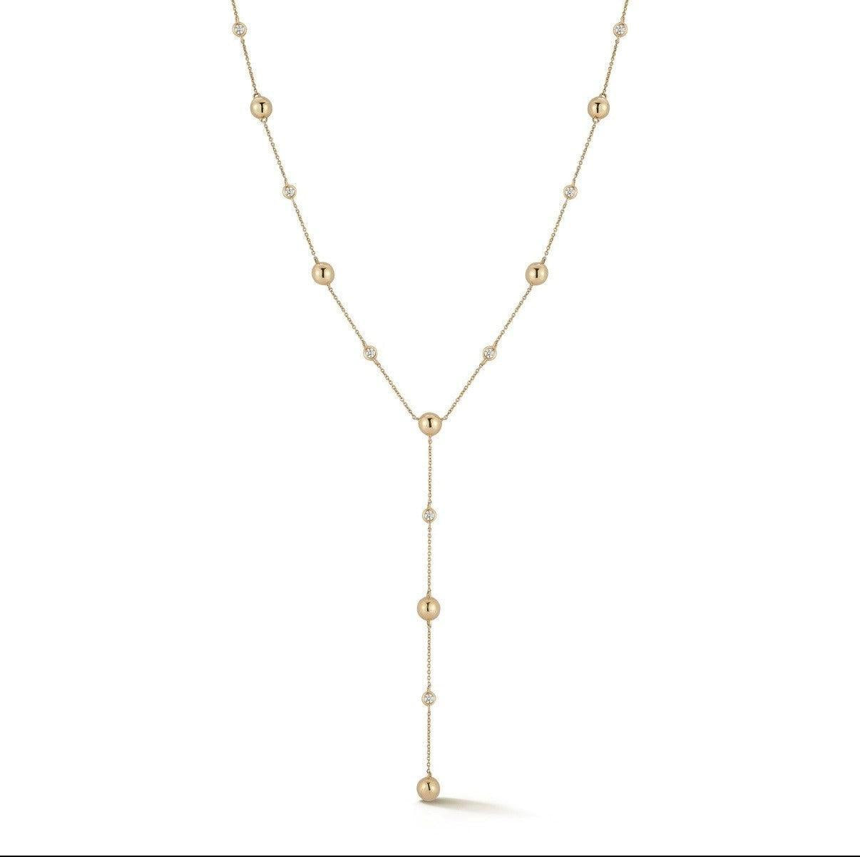 Diamond Poppy Rae Pebble Lariat Necklace-YELLOW GOLD-JEWELRYFINE JEWELNECKLACE O-DANA REBECCA DESIGNS