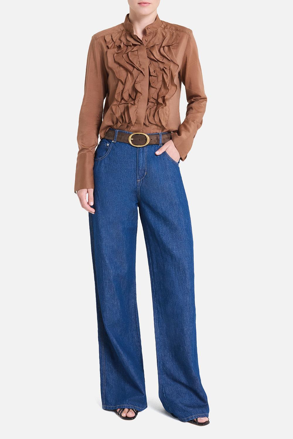 Patti Blouse-BROWN-XS-CLOTHINGTOPBLOUSE-TWP