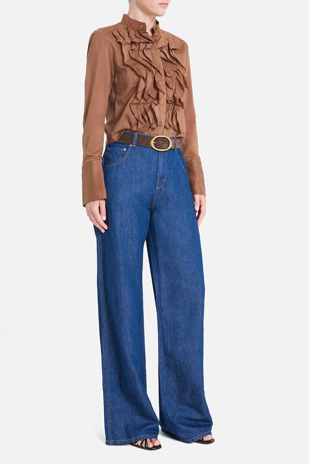 Patti Blouse-BROWN-XS-CLOTHINGTOPBLOUSE-TWP