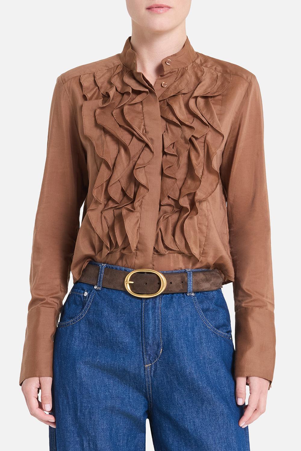 Patti Blouse-BROWN-XS-CLOTHINGTOPBLOUSE-TWP