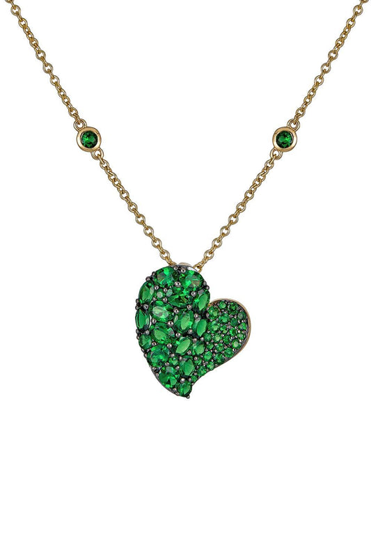 Tsavorite Heart Necklace-YELLOW GOLD-JEWELRYFINE JEWELNECKLACE O-PIRANESI