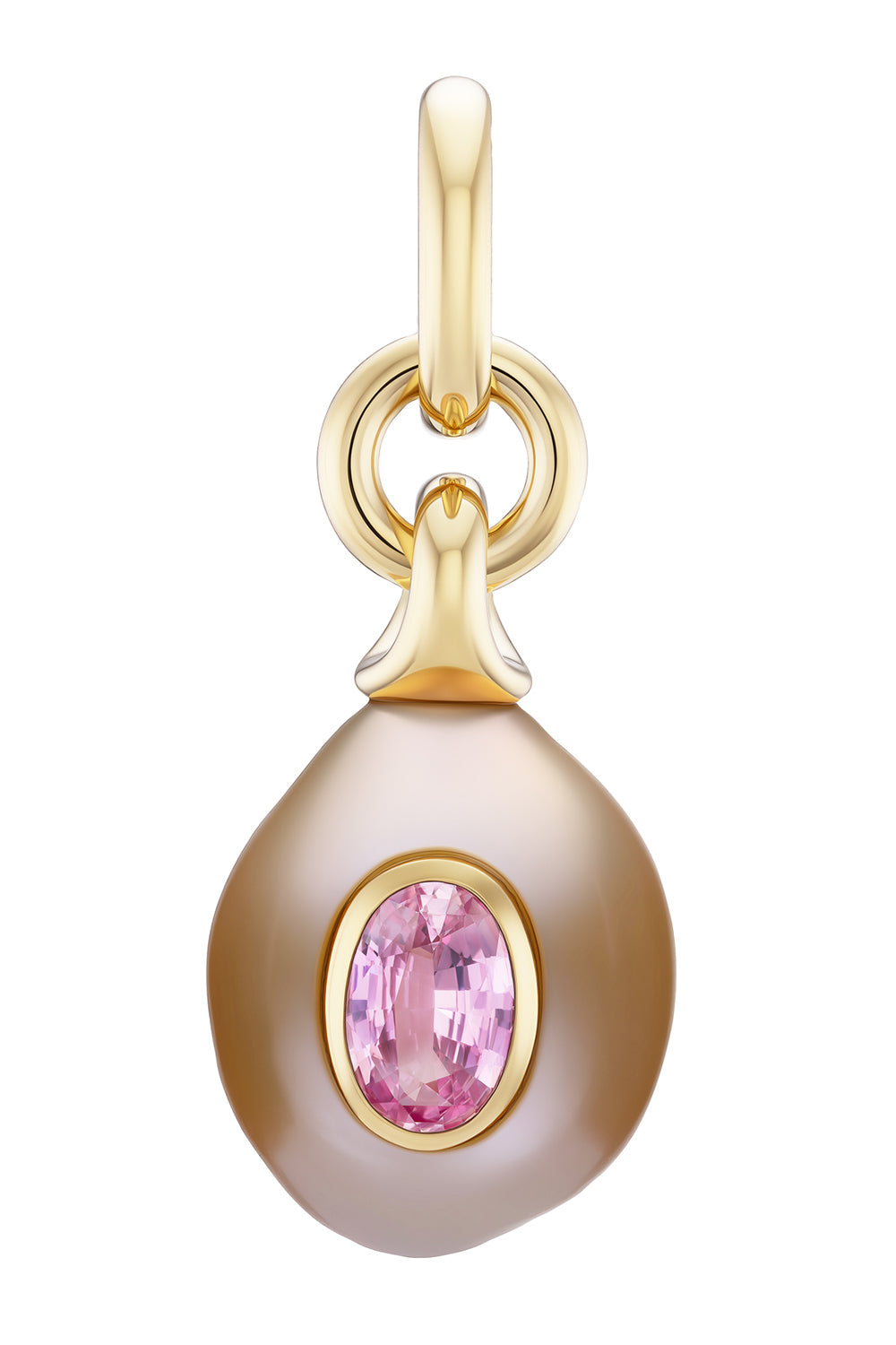 Pink Sapphire Pearl Charm Pendant