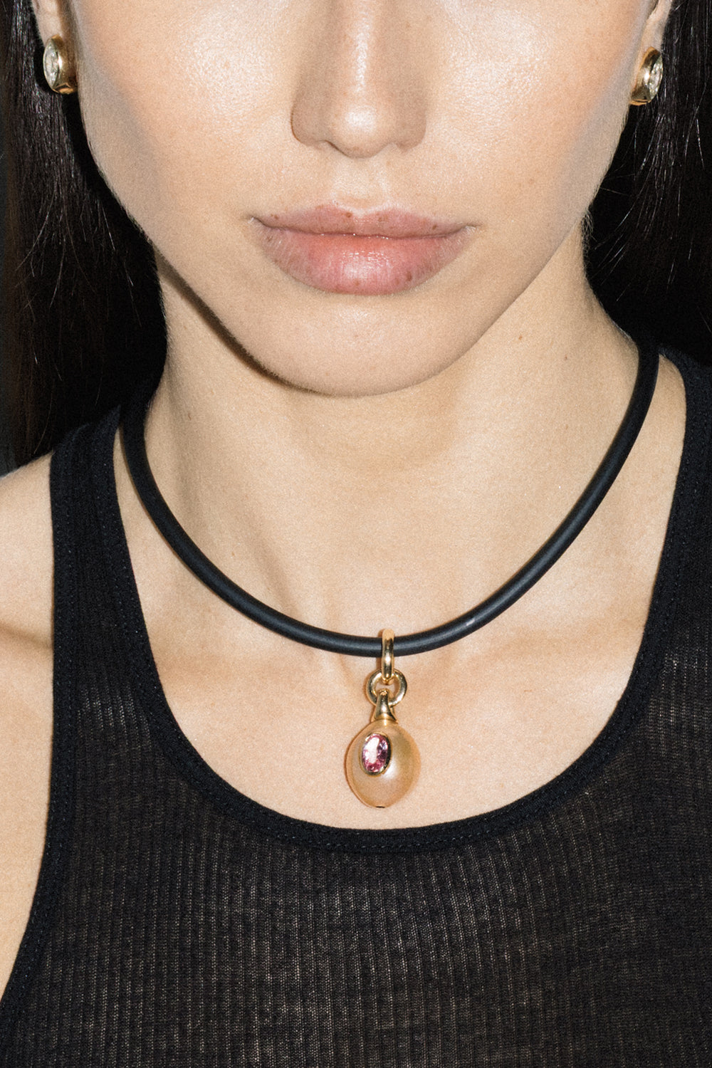 Pink Sapphire Pearl Charm Pendant