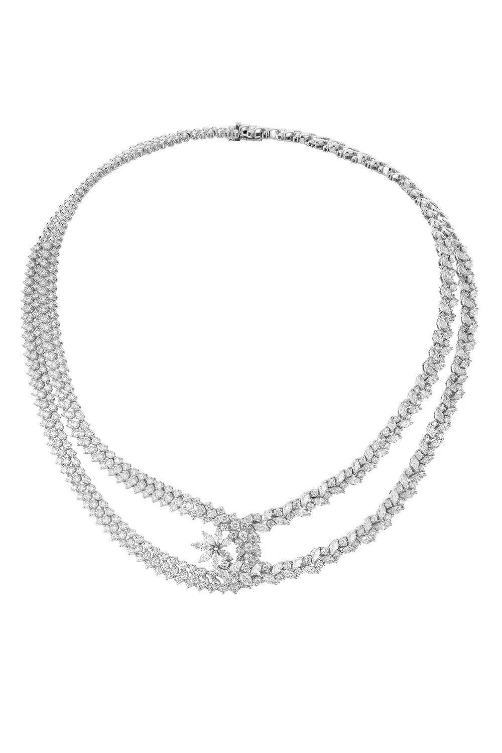 Diamond Intertwine Y-Couture Necklace-WHITE GOLD-JEWELRYFINE JEWELNECKLACE O-YEPREM JEWELLERY