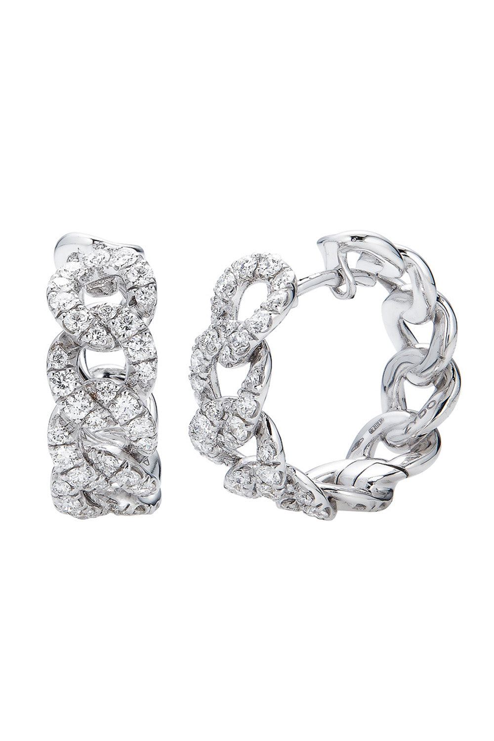Diamond Cuban Chain Hoop Earrings