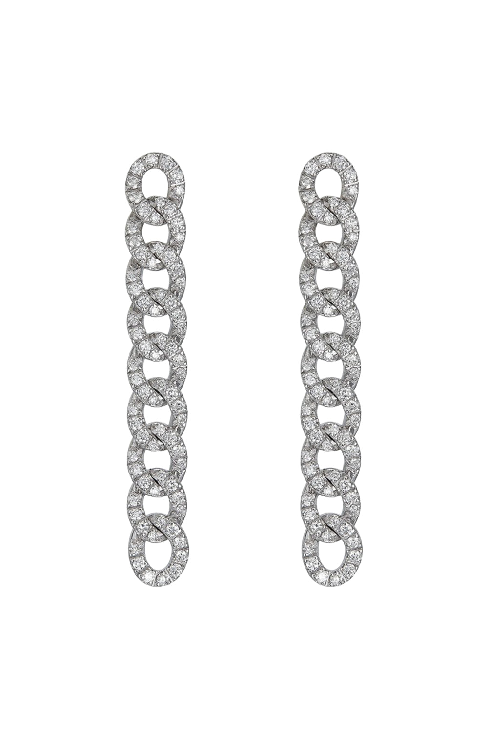 Diamond Groumette Chain Drop Earrings-WHITE GOLD-JEWELRYFINE JEWELEARRING-ZYDO