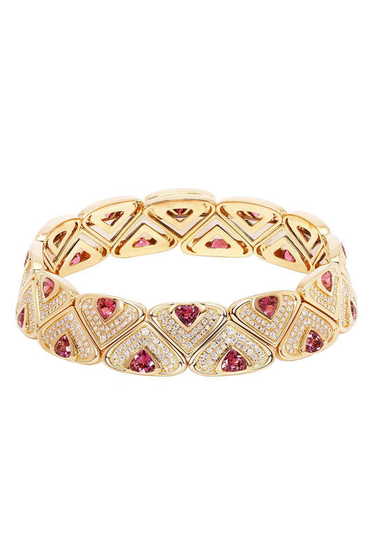 Pink Tourmaline Diamond Irreversible Necklace-YELLOW GOLD-JEWELRYFINE JEWELNECKLACE O-MARINA B