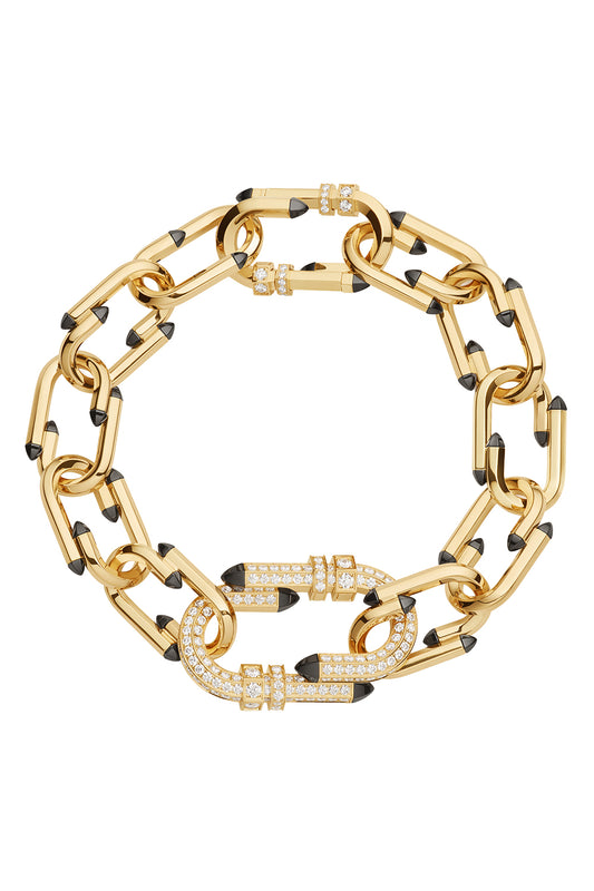 Diamond Black Enamel Try Me Chain Bracelet