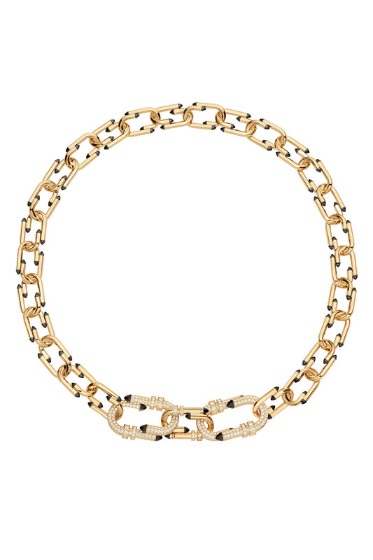 Diamond Black Enamel Try Me Chain Necklace