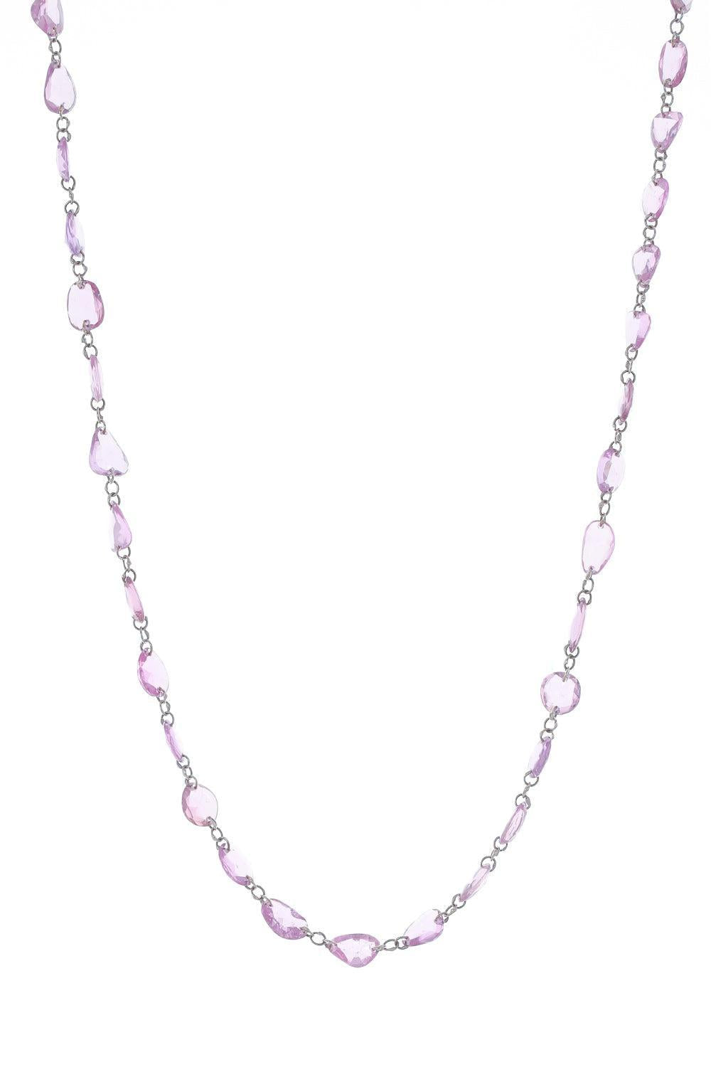 Desert Blooms Mariposa Pink Sapphire Beaded Necklace-WHITE GOLD-36-JEWELRYFINE JEWELNECKLACE O-RUCHI NEW YORK