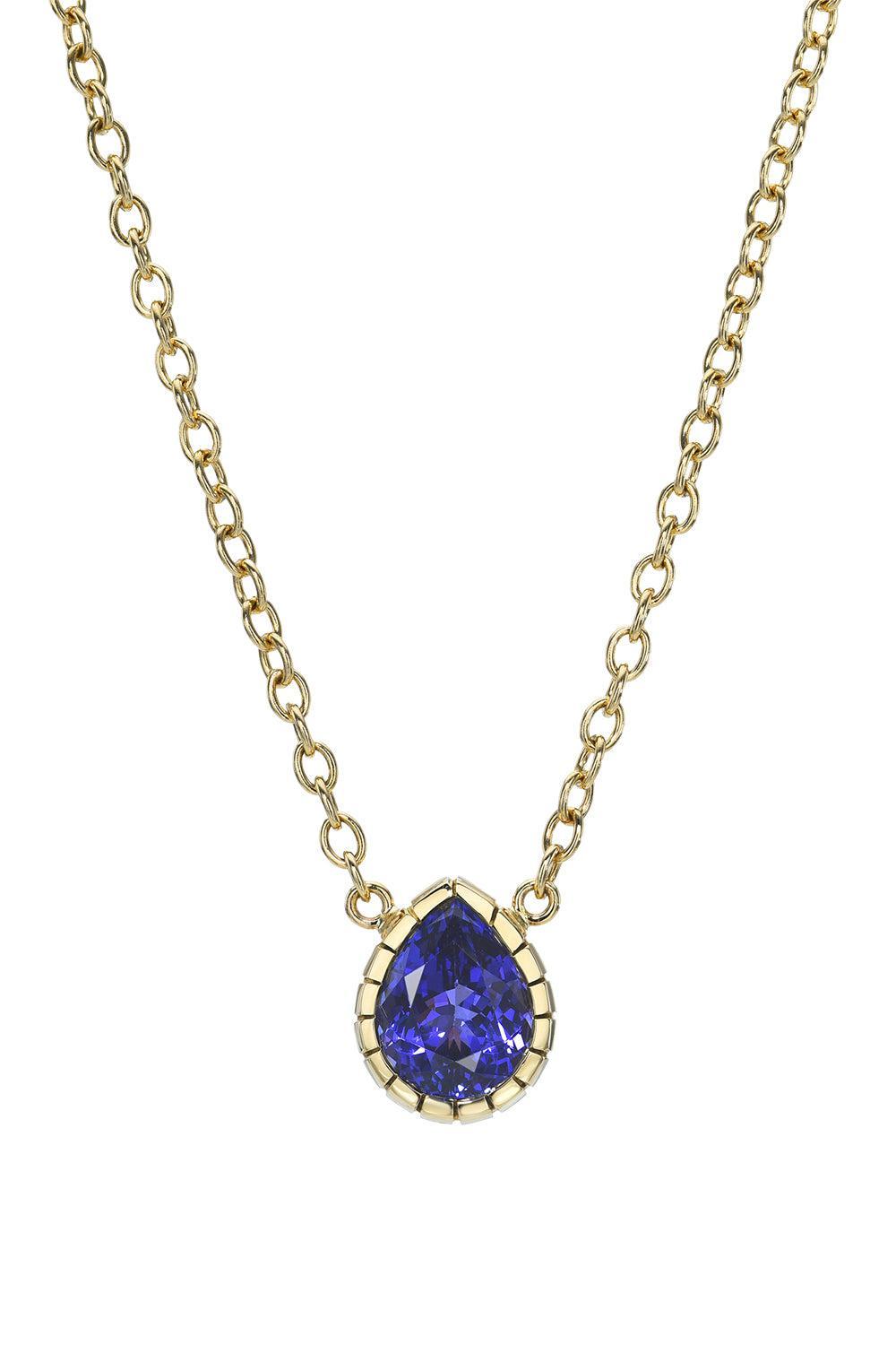 Tanzanite Heirloom Pendant Necklace-YELLOW GOLD-18-JEWELRYFINE JEWELNECKLACE O-RETROUVAI