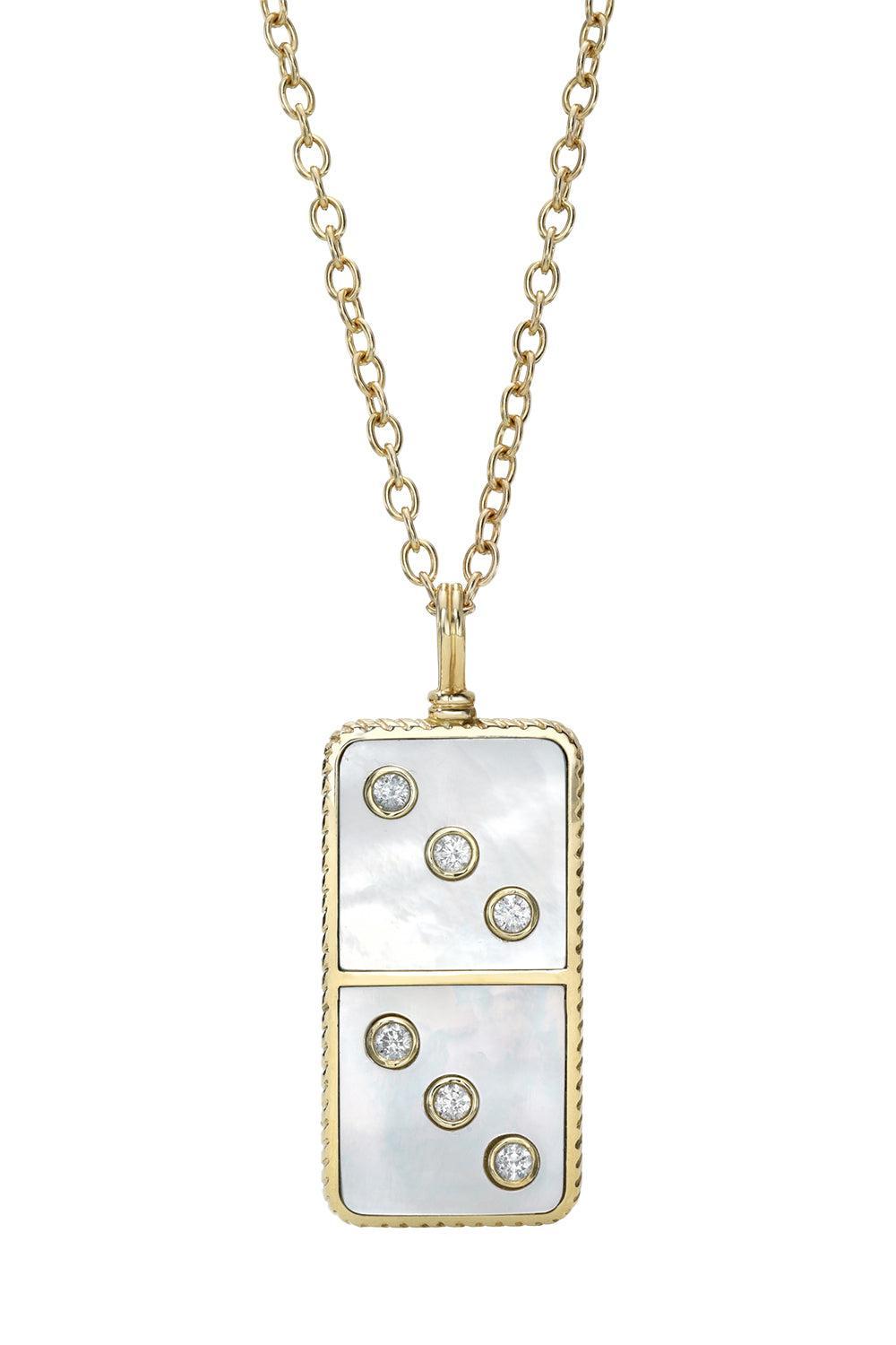 Pearl Diamond Classic Domino Necklace-YELLOW GOLD-24-JEWELRYFINE JEWELPENDANT-RETROUVAI