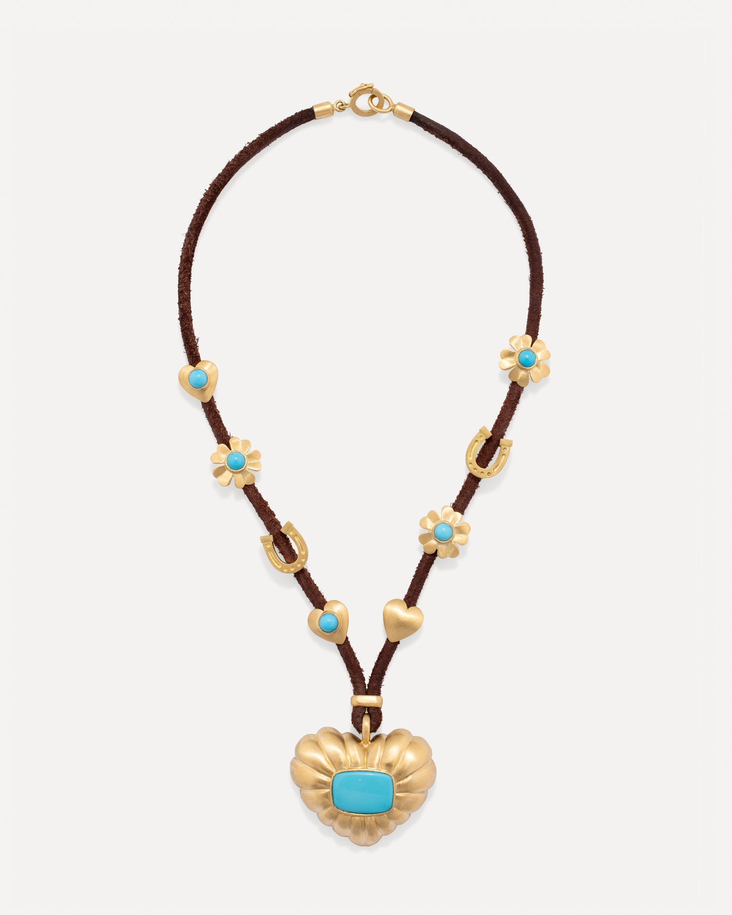 Turquoise Charms Leather Necklace